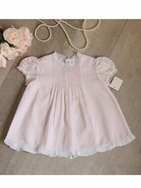 Pink Heirloom Slip Dress Vintage Feltman Brothers 6 Months Baby Special Occasion
